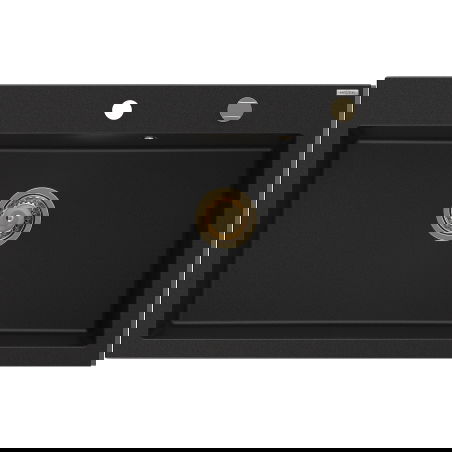 Mexen Elix granīta izlietne ar vienu nodalījumu 800 x 500 mm, melna, zelta sifons - 6527801005-77-G