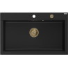 Mexen Elix granitni sudoper s jednom komorom 800 x 500 mm, crni, zlatni sifon - 6527801005-77-G