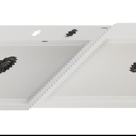 Mexen Elix granieten spoelbak met 1 bak 800 x 500 mm, wit, zwarte sifon - 6527801005-20-B