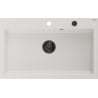 Mexen Elix granite kitchen sink 1-basin 800 x 500 mm, white, black siphon - 6527801005-20-B