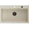 Mexen Elix Granitspüle 1-beckig 800 x 500 mm, beige, schwarzer Siphon - 6527801005-69-B
