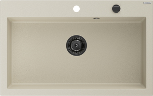 Mexen Elix granit izlietne ar vienu nodalījumu, 800 x 500 mm, bēša, sifons melns - 6527801005-69-B