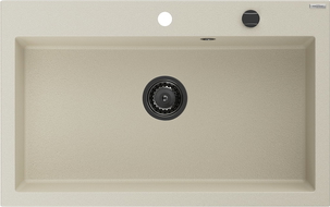 Mexen Elix granite kitchen sink 1-bowl 800 x 500 mm, beige, black siphon - 6527801005-69-B