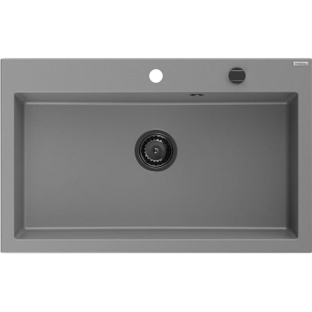 Mexen Elix Granitspüle 1-Becken 800 x 500 mm, Grau, Schwarzer Siphon - 6527801005-71-B