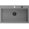 Mexen Elix lavello da cucina in granito con 1 vasca 800 x 500 mm, grigio, sifone nero - 6527801005-71-B