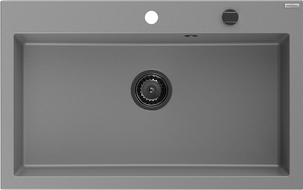 Mexen Elix granitais izlietne ar vienu nodalījumu 800 x 500 mm, pelēks, sifons melns - 6527801005-71-B