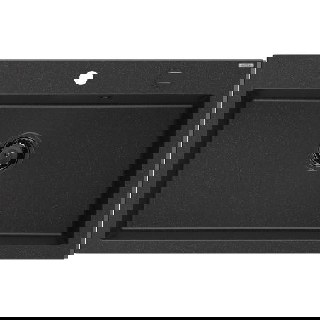 Mexen Elix granīta izlietne 1-nodalījuma 800 x 500 mm, melna/sudrabaini metāliska, sifons melns - 6527801005-73-B