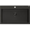 Mexen Elix Granitspüle 1-beckig 800 x 500 mm, schwarz/gold metallic, schwarzer Siphon - 6527801005-75-B
