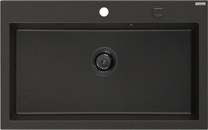 Mexen Elix 1-komorna granitna pomivalno korito 800 x 500 mm, črna/zlata kovinska, črn sifon - 6527801005-75-B
