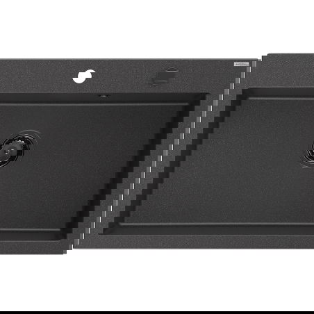 Mexen Elix granitā izlietne ar vienu nodalījumu 800 x 500 mm, melna ar plankumiem, melns sifons - 6527801005-76-B