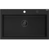 Mexen Elix granitni sudoper s jednom komorom 800 x 500 mm, crni, crni sifon - 6527801005-77-B