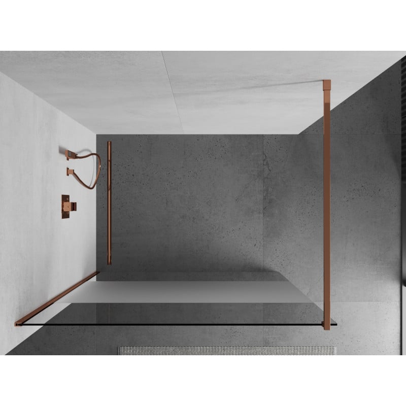 Mexen Kioto parete doccia Walk-in 140 x 200 cm, trasparente/ghiaccio 8 mm, oro rosa - 800-140-101-60-35