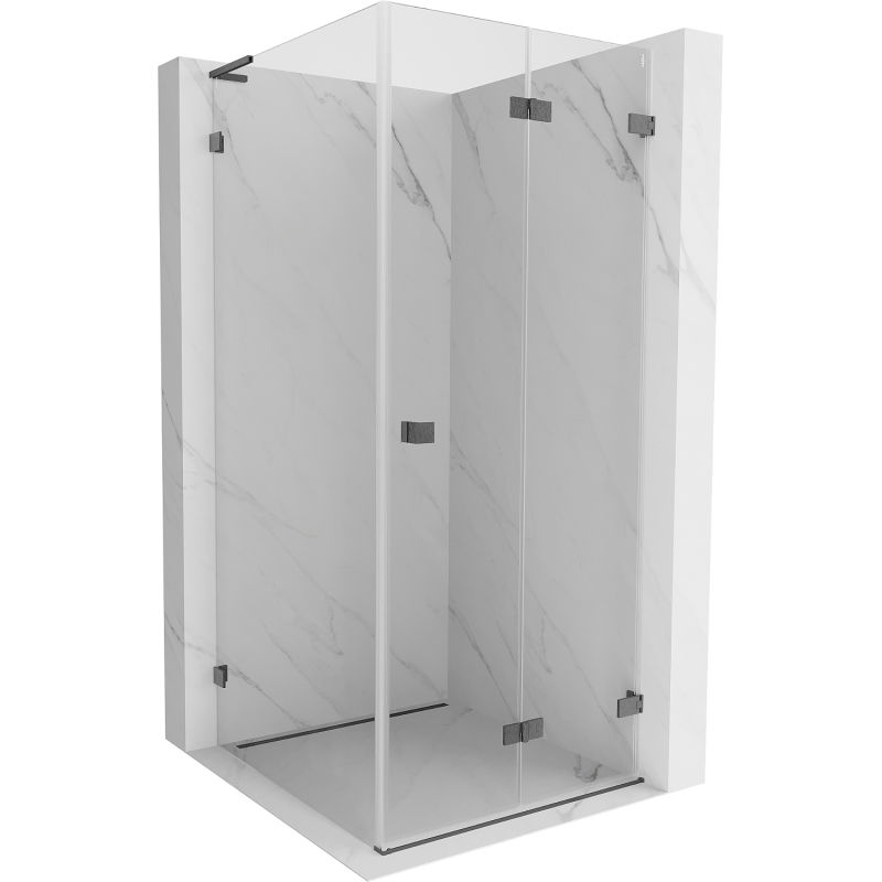 Mexen Lunar-F L Duschkabine klappbar rechts 80 x 80 cm, transparent, gebürstetes Gun Grau - 836L-080-080-66-00-P