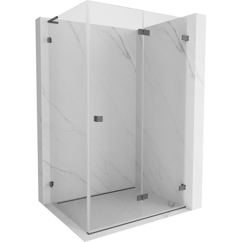 Mexen Lunar-F L preklopna tuš kabina desna 90 x 80 cm, prozirna, brušena siva - 836L-090-080-66-00-P