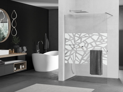 Mexen Kioto+ Duschwand mit Regal Walk-in 110 x 200 cm, weißes Muster, Chrom - 800-110-121-01-85