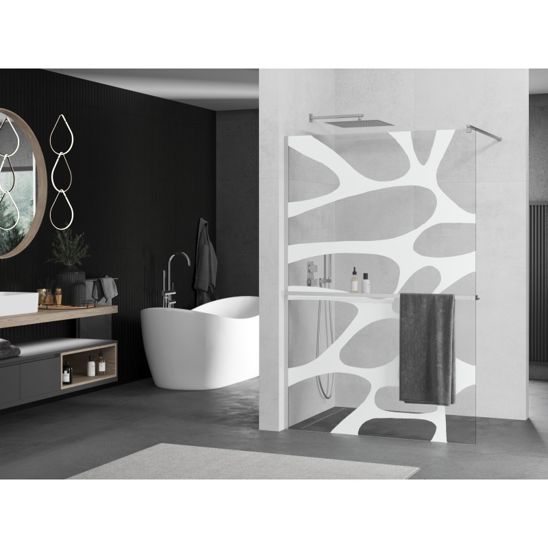 Mexen Kioto+ dušisein riiuliga Walk-in 70 x 200 cm, valge laine, kroom - 800-070-121-01-97