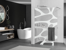 Mexen Kioto+ ścianka prysznicowa z półką Walk-in 70 x 200 cm, biała fala, chrom - 800-070-121-01-97