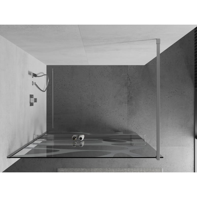 Mexen Kioto+ ścianka prysznicowa z półką Walk-in 70 x 200 cm, biała fala, chrom - 800-070-121-01-97