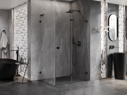 Mexen Lunar-F L cabina de ducha plegable derecha 100 x 90 cm, transparente, negra - 836L-100-090-70-00-P