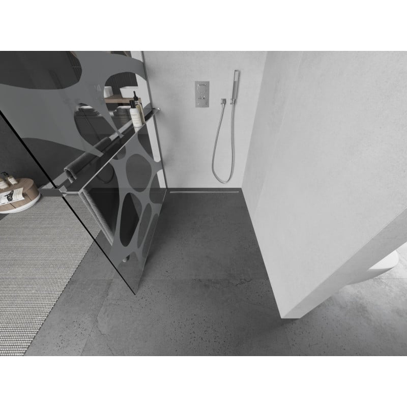 Mexen Kioto+ duschskärm med hylla Walk-in 100 x 200 cm, vit våg, krom - 800-100-121-01-97