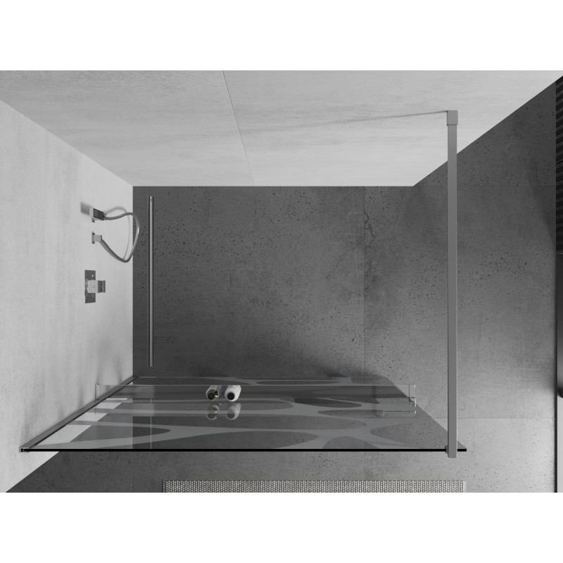 Mexen Kioto+ dušisein riiuliga Walk-in 110 x 200 cm, valge laine, kroom - 800-110-121-01-97