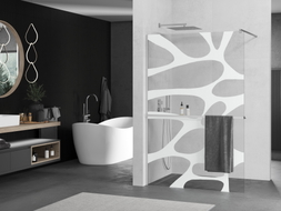 Mexen Kioto+ tuš pregrada s policom Walk-in 120 x 200 cm, bijeli val, krom - 800-120-121-01-97