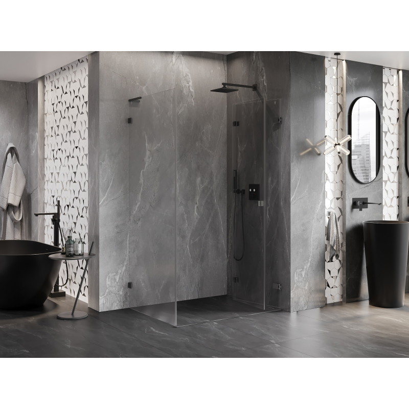 Mexen Lunar-F L sklopiva desna tuš kabina 90 x 80 cm, prozirna, gun metal - 836L-090-080-95-00-P