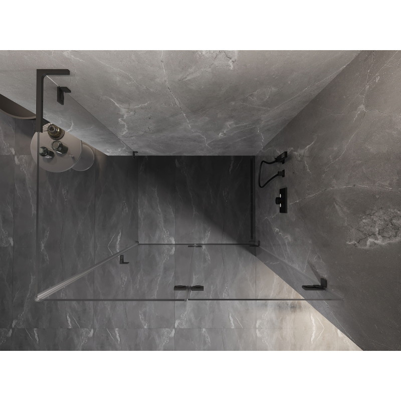 Mexen Lunar-F L sklopiva desna tuš kabina 90 x 80 cm, prozirna, gun metal - 836L-090-080-95-00-P