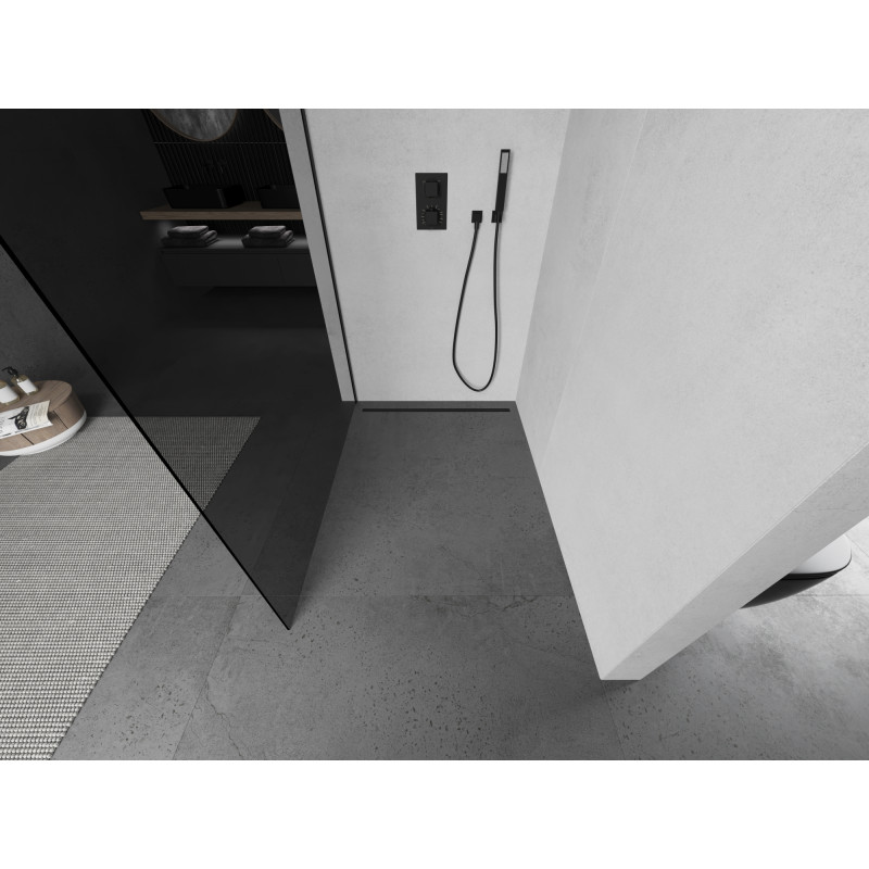 Mexen Kioto Duschwand Walk-in 130 x 200 cm, grafit 8 mm, schwarz - 800-130-101-70-40