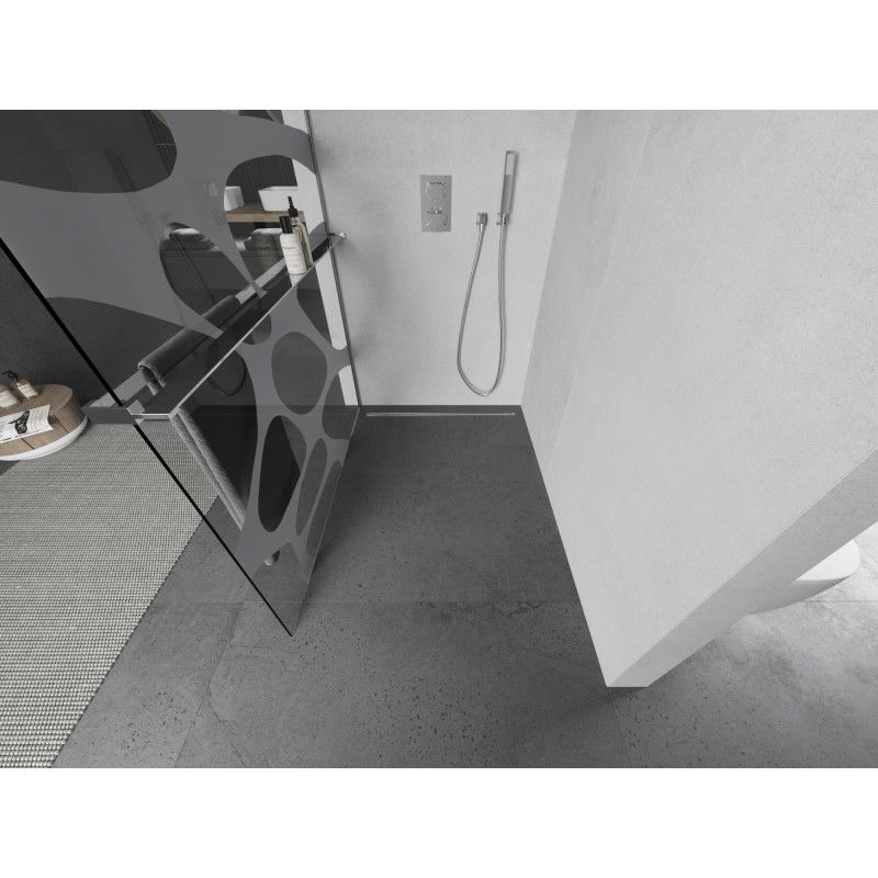 Mexen Kioto+ Duschwand mit Ablage Walk-in 140 x 200 cm, weiße Welle, Chrom - 800-140-121-01-97