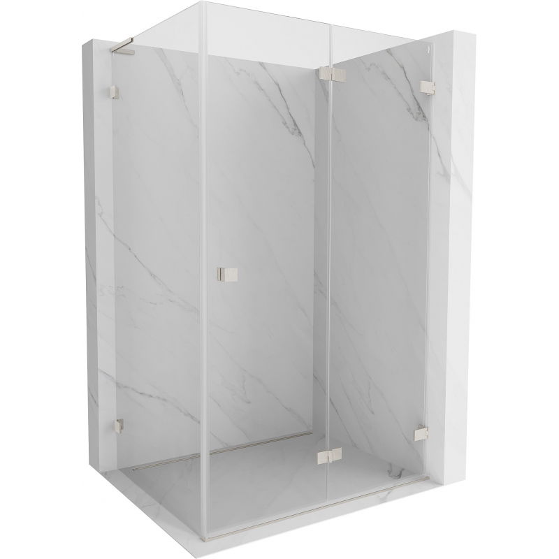 Mexen Lunar-F L klappbare Duschkabine rechts 80 x 70 cm, transparent, gebürsteter Nickel - 836L-080-070-97-00-P
