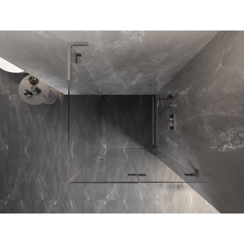 Mexen Lunar-F L cabina doccia pieghevole destra 80 x 80 cm, trasparente, nichel spazzolato - 836L-080-080-97-00-P