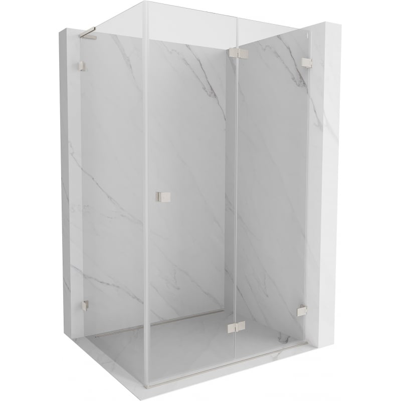 Mexen Lunar-F L cabine de douche pliante droite 90 x 80 cm, transparent, nickel brossé - 836L-090-080-97-00-P