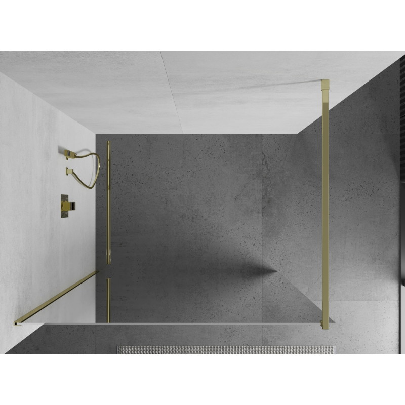 Mexen Kioto Dušišein Walk-in 140 x 200 cm, peegel 8 mm, kuldne - 800-140-101-50-50