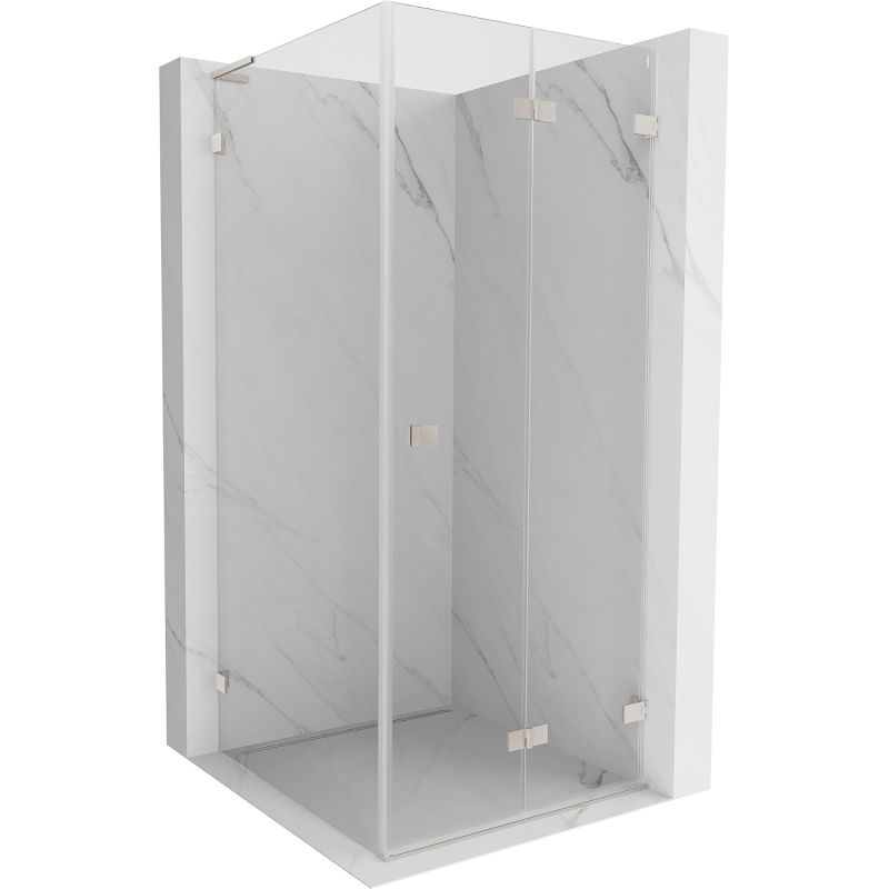 Mexen Lunar-F L cabine de douche pliante droite 90 x 90 cm, transparent, nickel brossé - 836L-090-090-97-00-P