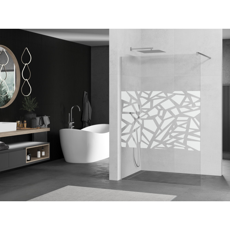 Mexen Kioto paño de ducha Walk-in 100 x 200 cm, patrón blanco 8 mm, cromo - 800-100-101-01-85
