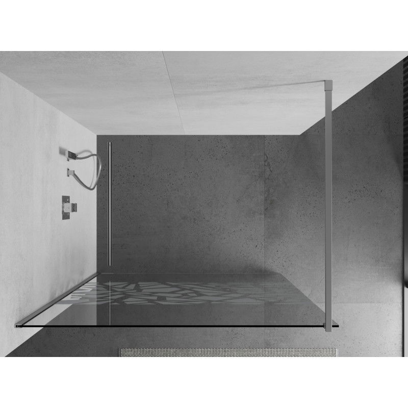 Mexen Kioto paroi de douche Walk-in 100 x 200 cm, motif blanc 8 mm, chrome - 800-100-101-01-85