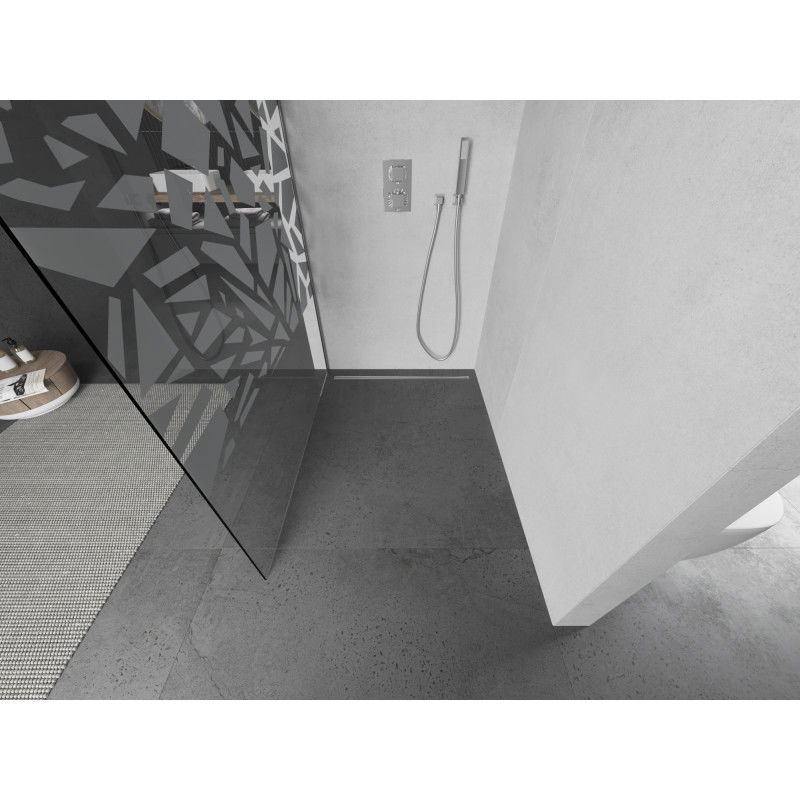 Mexen Kioto duša siena Walk-in 100 x 200 cm, balts raksts 8 mm, hroms - 800-100-101-01-85
