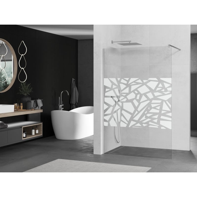 Mexen Kioto ścianka prysznicowa Walk-in 130 x 200 cm, biały wzór 8 mm, chrom - 800-130-101-01-85