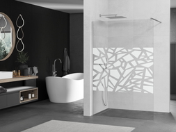 Mexen Kioto tuš paravan Walk-in 130 x 200 cm, bijeli uzorak 8 mm, krom - 800-130-101-01-85