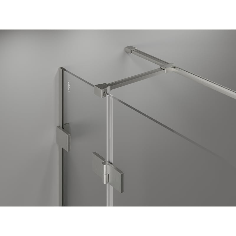 Mexen Lunar T dušinurk, avaneb paremale, 110 x 80 cm, läbipaistev, harjatud nikkel - 834T-110-080-97-00-P