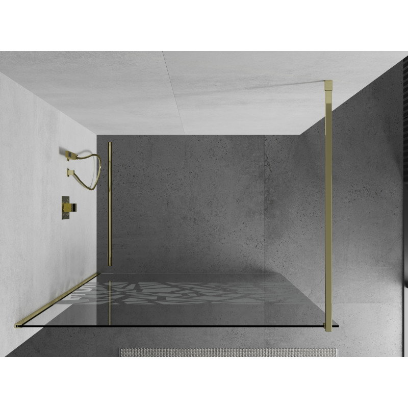 Mexen Kioto Πάνελ ντους Walk-in 70 x 200 cm, λευκό σχέδιο 8 mm, χρυσό - 800-070-101-50-85