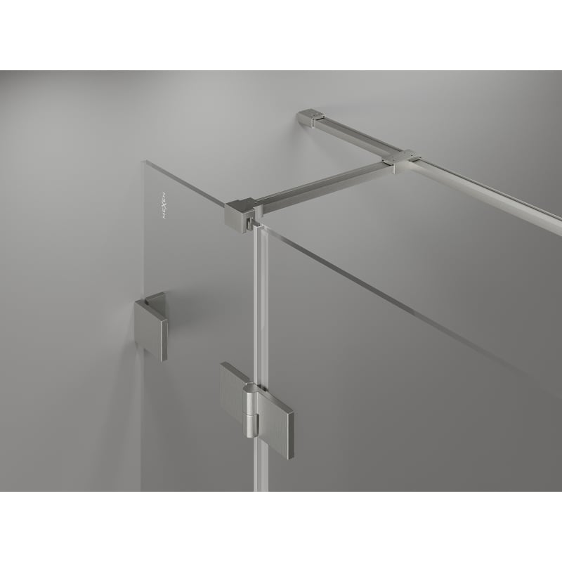 Mexen Lunar T desna zakretna tuš kabina 135 x 80 cm, prozirna, brušeni nikal - 834T-135-080-97-00-P