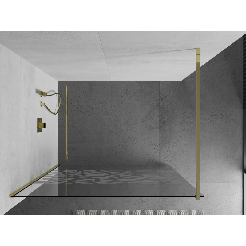 Mexen Kioto mampara de ducha Walk-in 90 x 200 cm, patrón blanco 8 mm, oro - 800-090-101-50-85