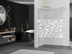 Mexen Kioto Walk-in tuš pregrada 100 x 200 cm, bijeli uzorak 8 mm, zlatna - 800-100-101-50-85