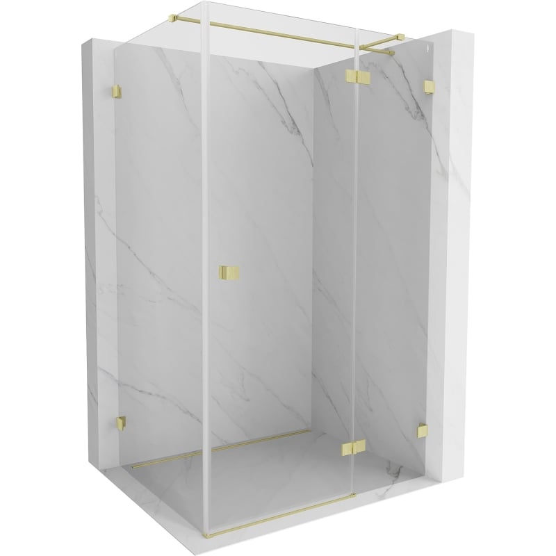 Mexen Lunar T dušinurk, parempoolne, 130 x 80 cm, läbipaistev, harjatud kuld - 834T-130-080-55-00-P