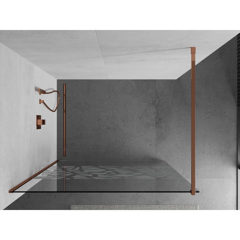 Mexen Kioto Duschwand Walk-in 70 x 200 cm, weißes Muster 8 mm, Roségold - 800-070-101-60-85
