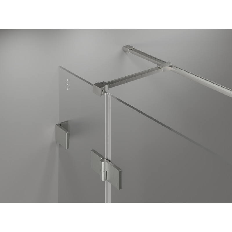 Mexen Lunar T tuš kabina s preklopnim desnim vratima 120 x 100 cm, prozirna, brušeni nikal - 834T-120-100-97-00-P