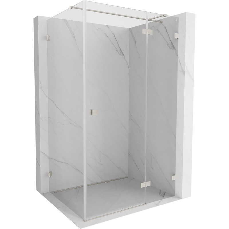 Mexen Lunar T desna preklopna tuš kabina 125 x 100 cm, prozirna, brušeni nikal - 834T-125-100-97-00-P