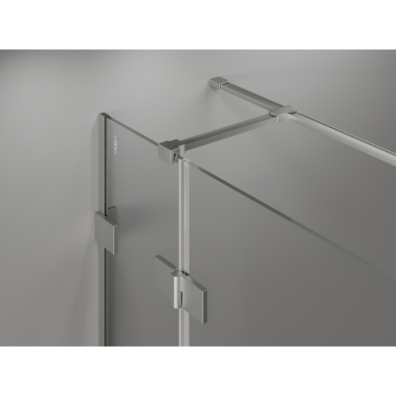 Mexen Lunar T desna preklopna tuš kabina 125 x 100 cm, prozirna, brušeni nikal - 834T-125-100-97-00-P